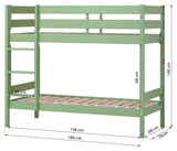 Eco komfort våningssäng inkl. Slamat bas 70x160 cm, blekgrön