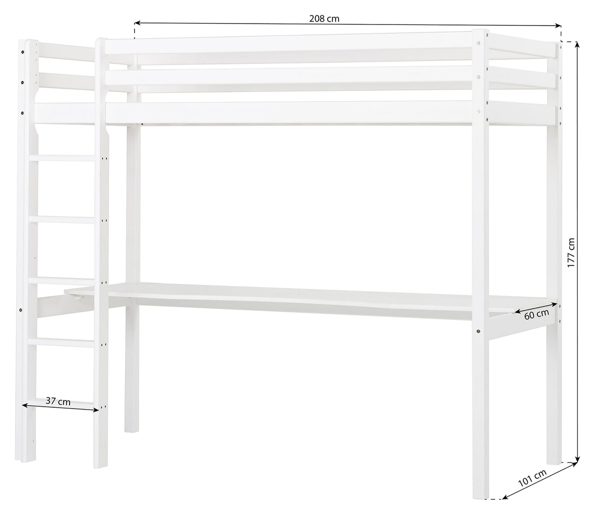 Eco Dream High Bed with Table Top, 90x200