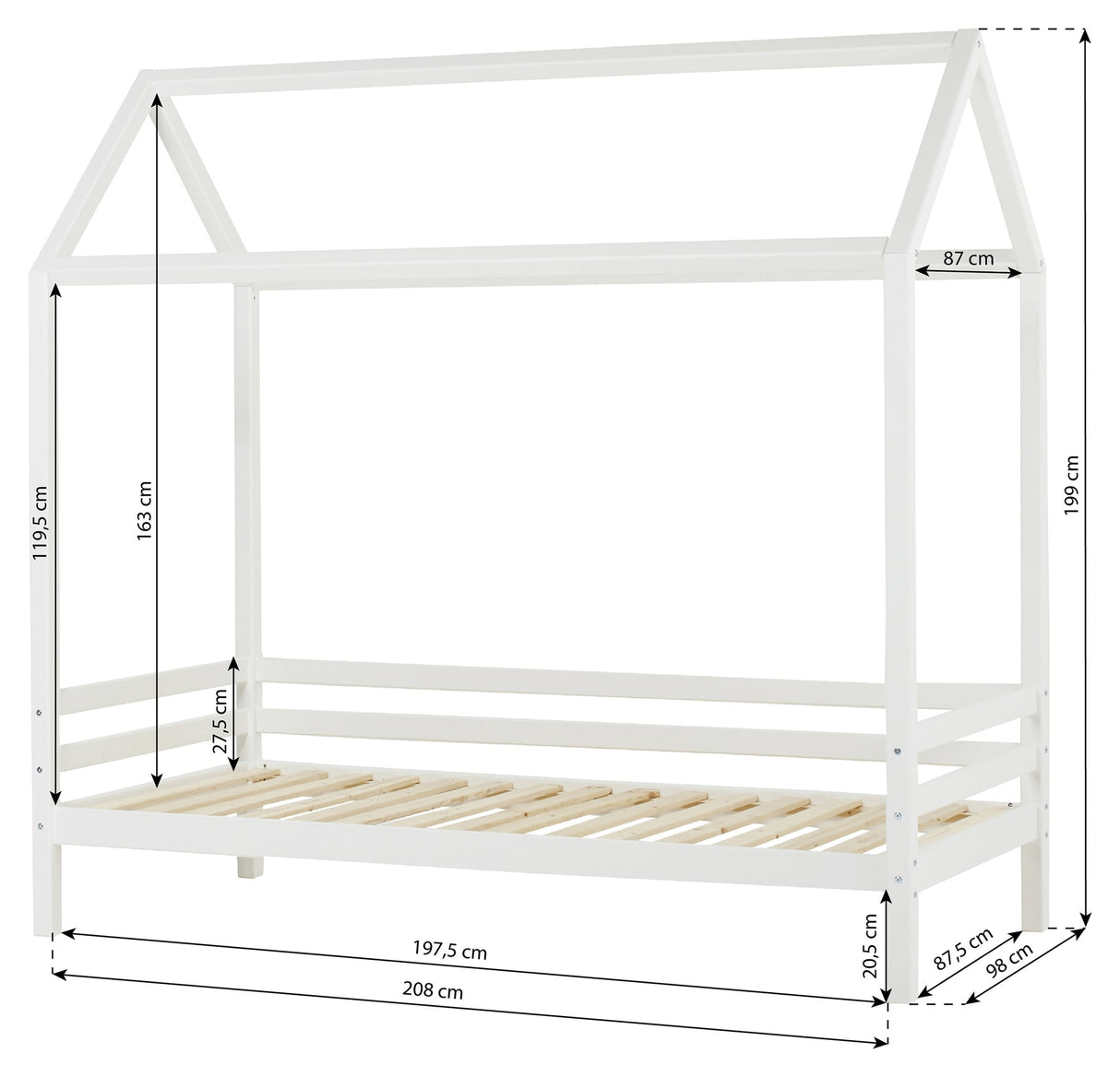 Hoppekids Eco Dream House Bed 90x200 - White