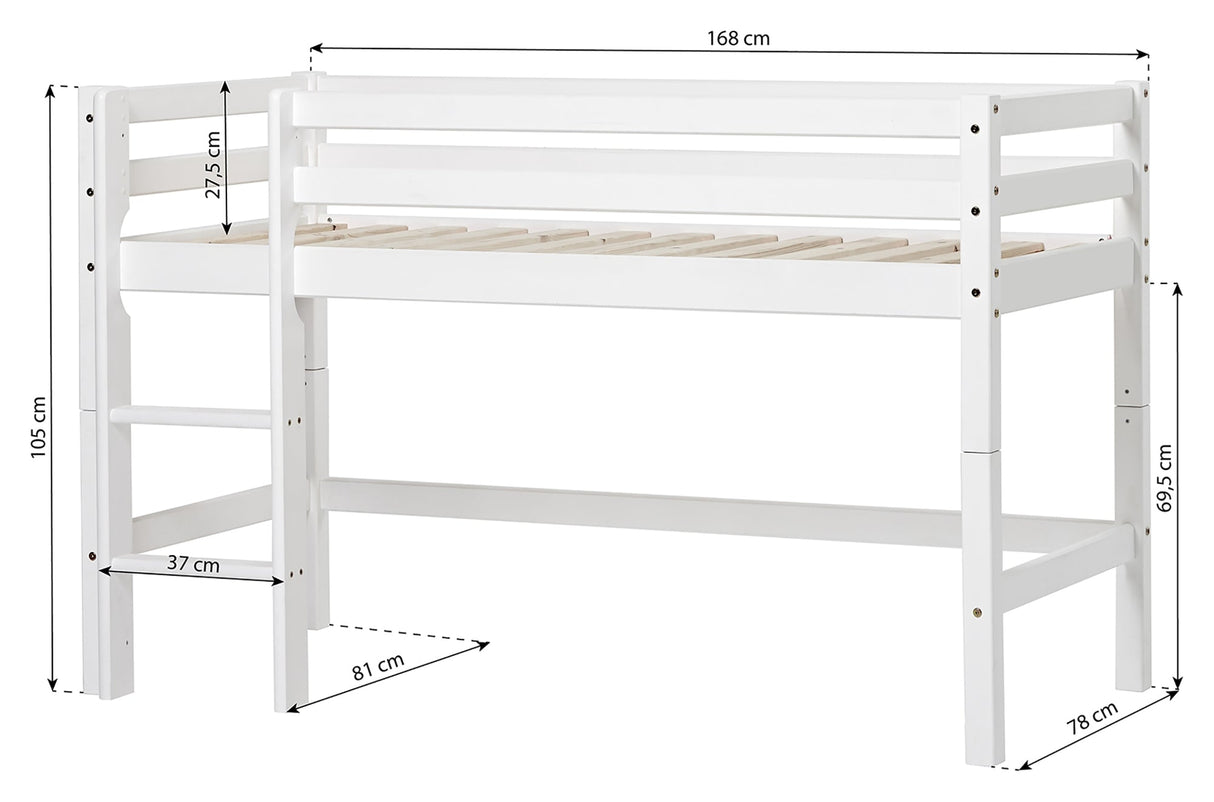 Eco Dream Half High Bed 70x160, White