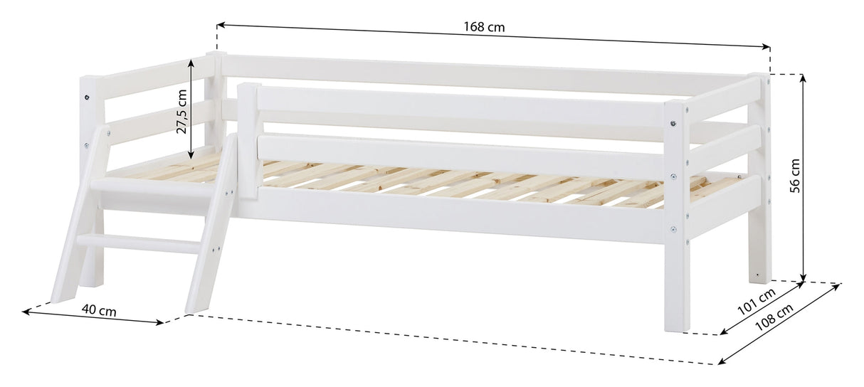 Eco Dream Junior Bed n. stege och sänghäst 70x160, vit