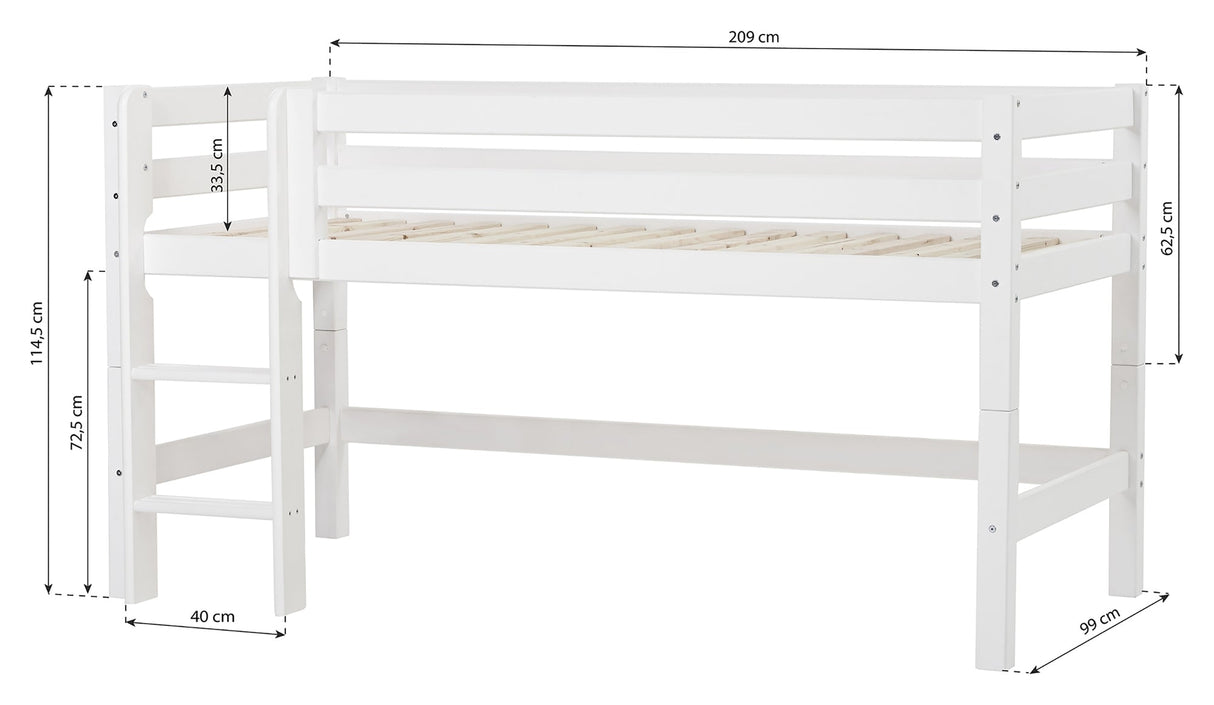 Eco Luxury Half High Bed 90x200, White