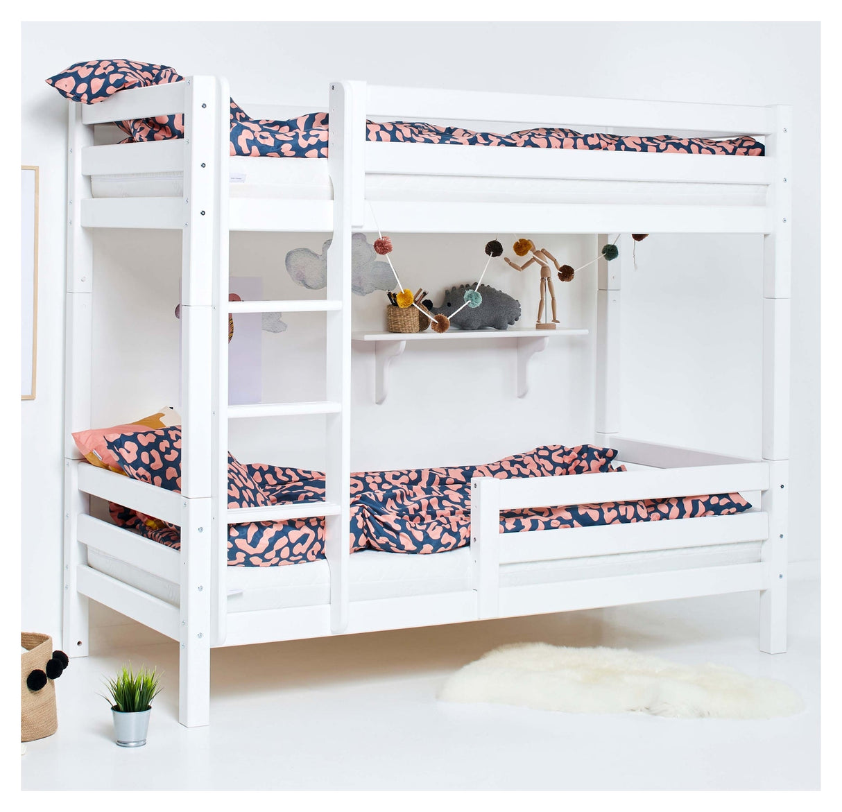 Hoppekids Eco Luxury Bunk Bed w. 2x Bedhorse 90x200 - White