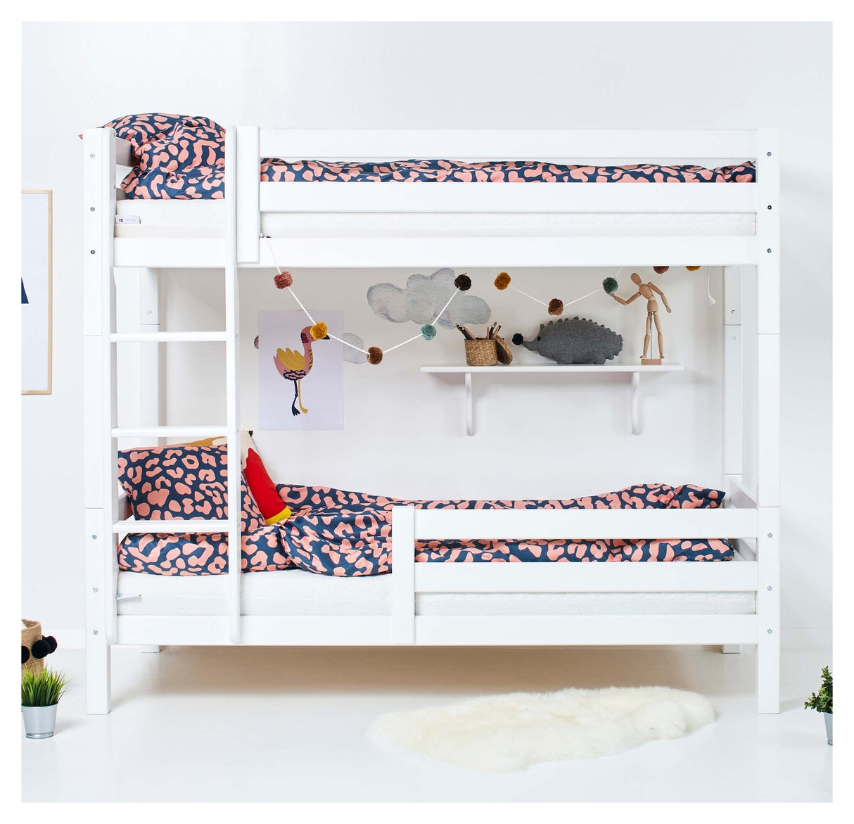 Hoppekids Eco Luxury Bunk Bed w. 2x Bedhorse 90x200 - White