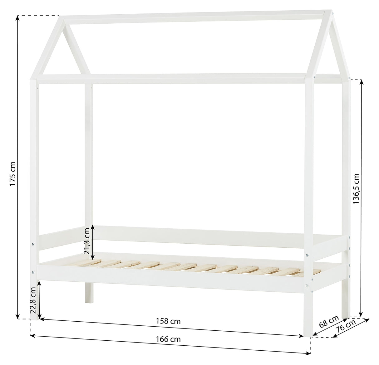 Hoppekids Eco Comfort Bed 160x70 - White