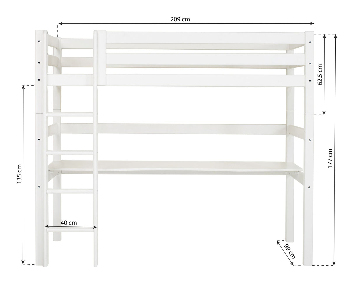 Eco Luxury High Bed with Table Top, 90x200