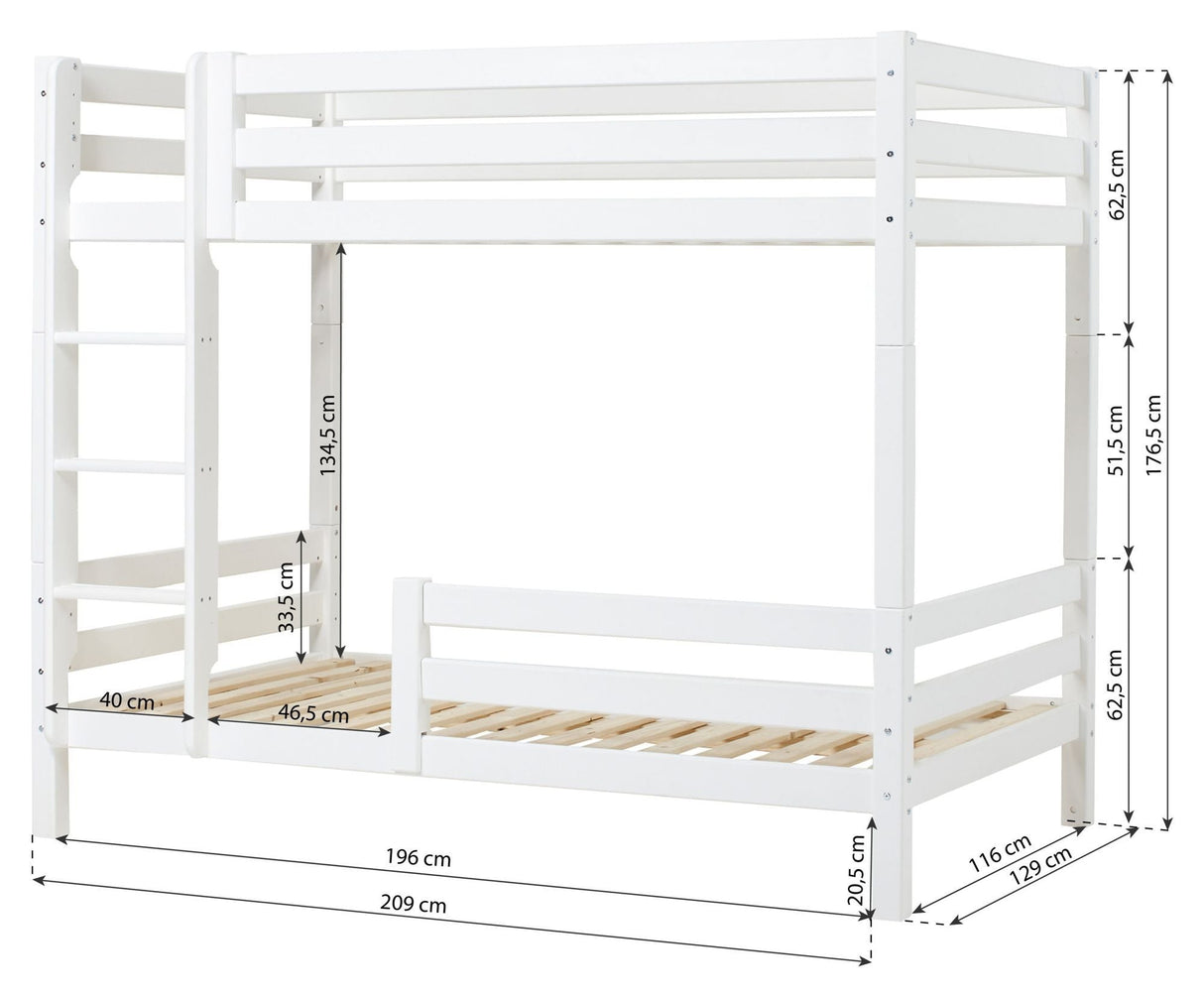 Eco Luxury Bunk Bed with Two Bed Horses 120x200, White