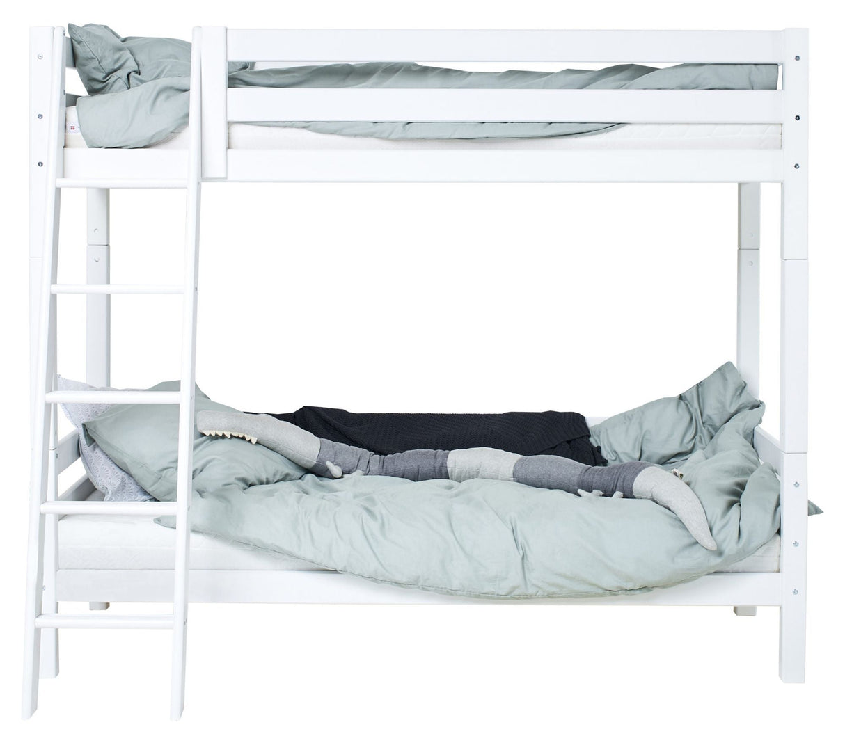 Eco Luxury Bunk Bed with Ladder 90x200, White