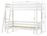 Eco Luxury Bunk Bed with Ladder 90x200, White