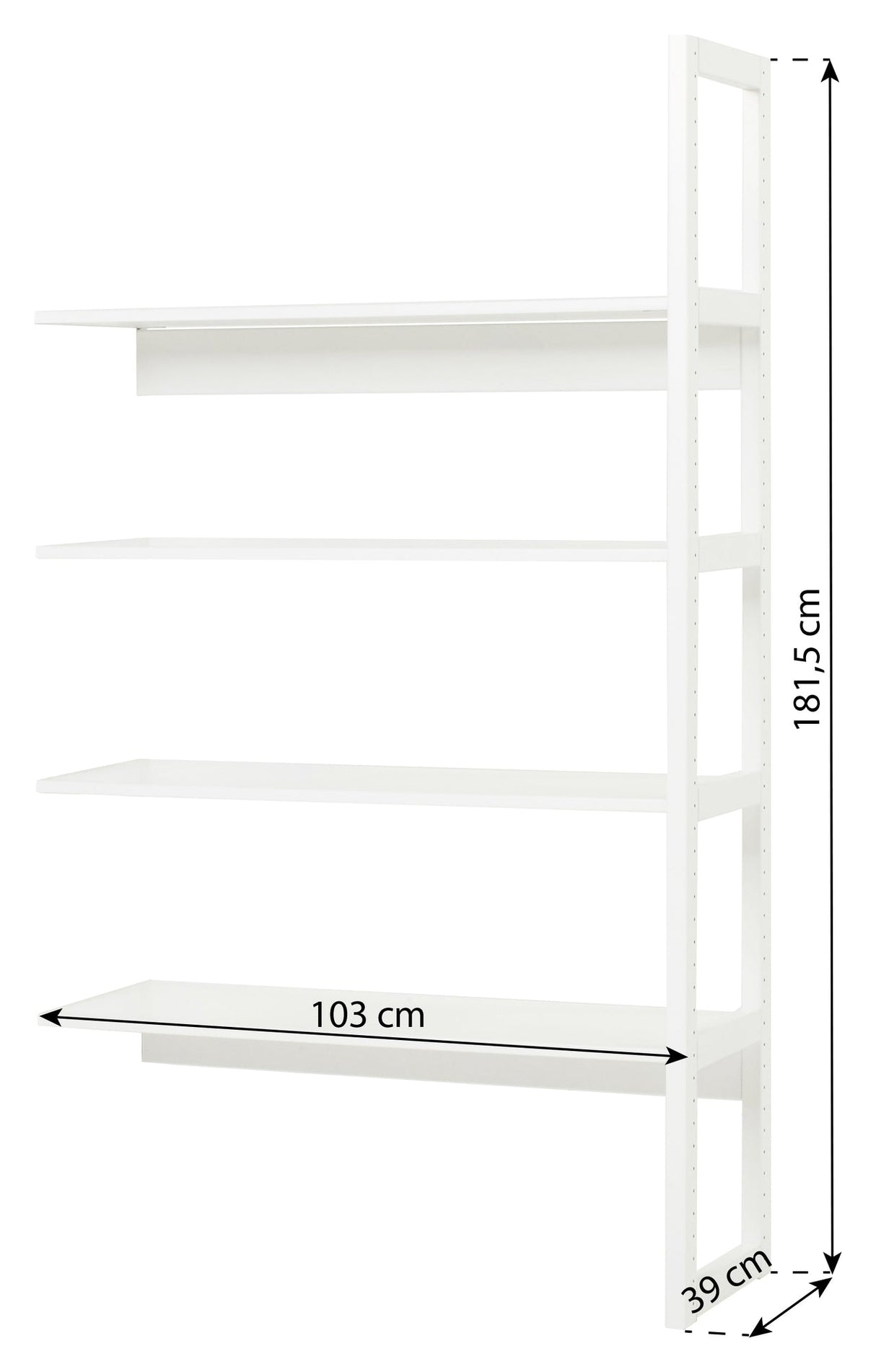 Hoppekids våningar hyllan - 1/2 avsnitt w. 4 hyllor - 100 cm