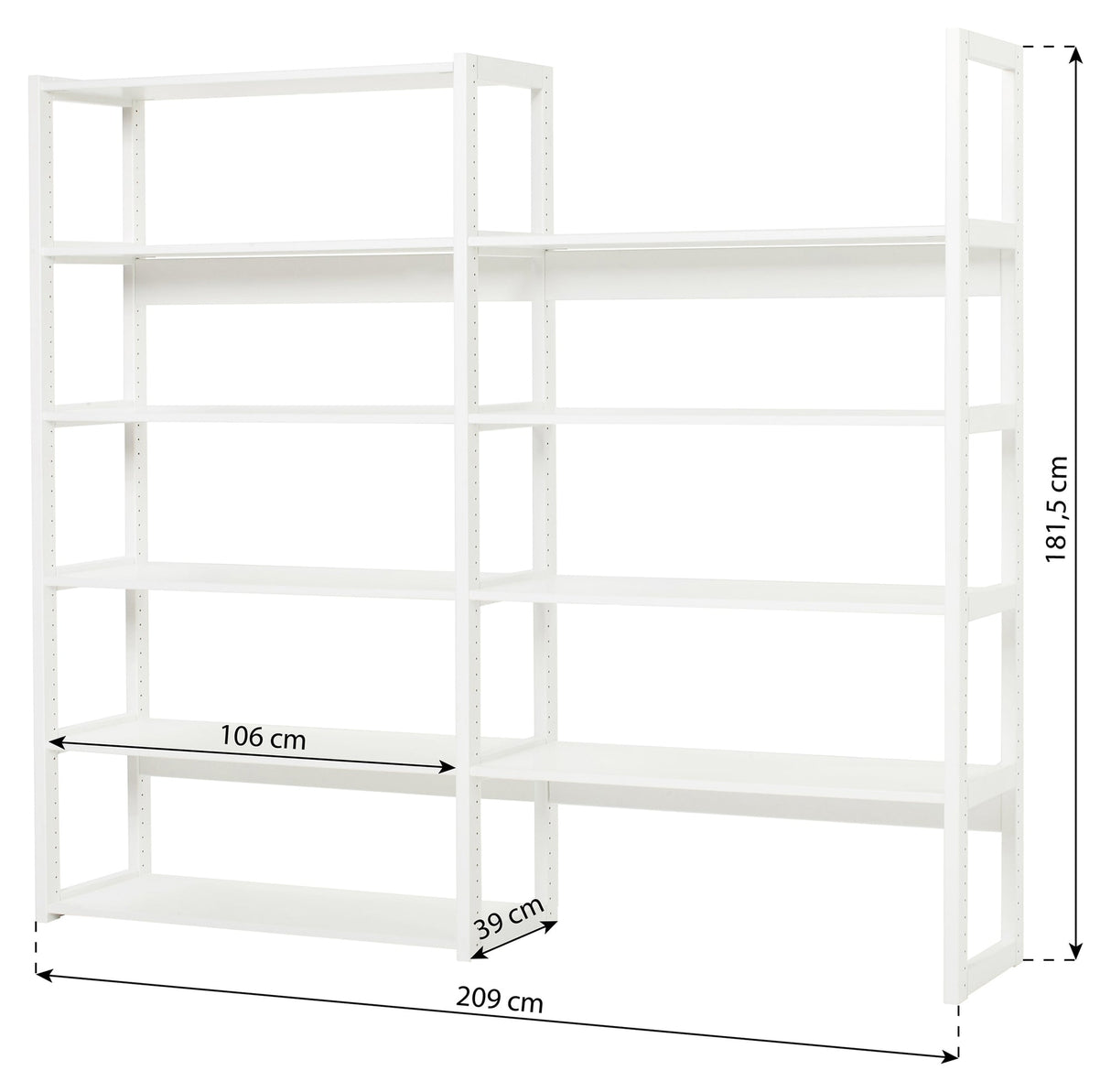 Hoppekids våningar hyllan - 2 sektioner w. 8 hyllor - 100 cm