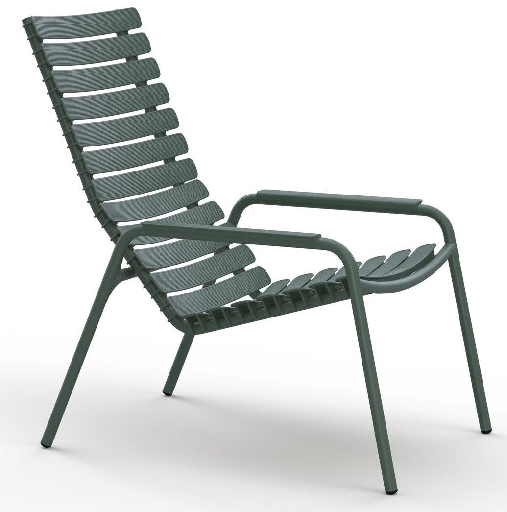 Reclips Lounge Chair with Aluminium Louvers, Aluminium Arm, Green