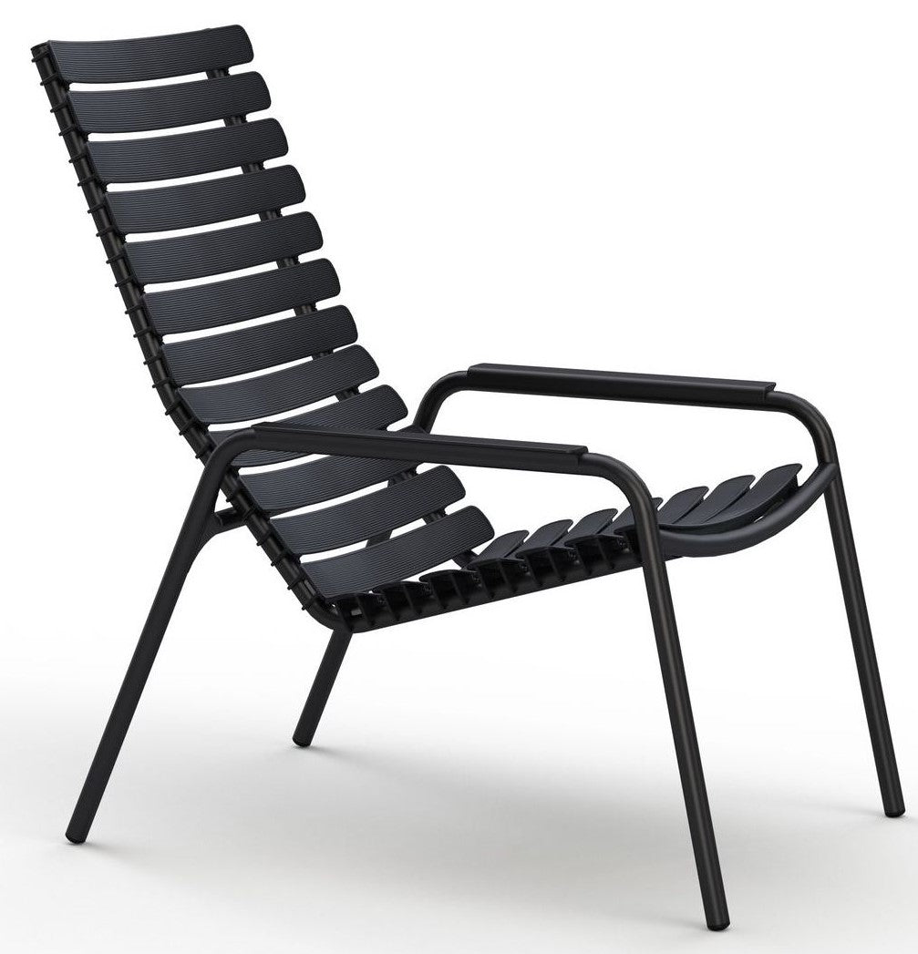 Reclips Lounge Chair med aluminiumloar, aluminiumarm, svart