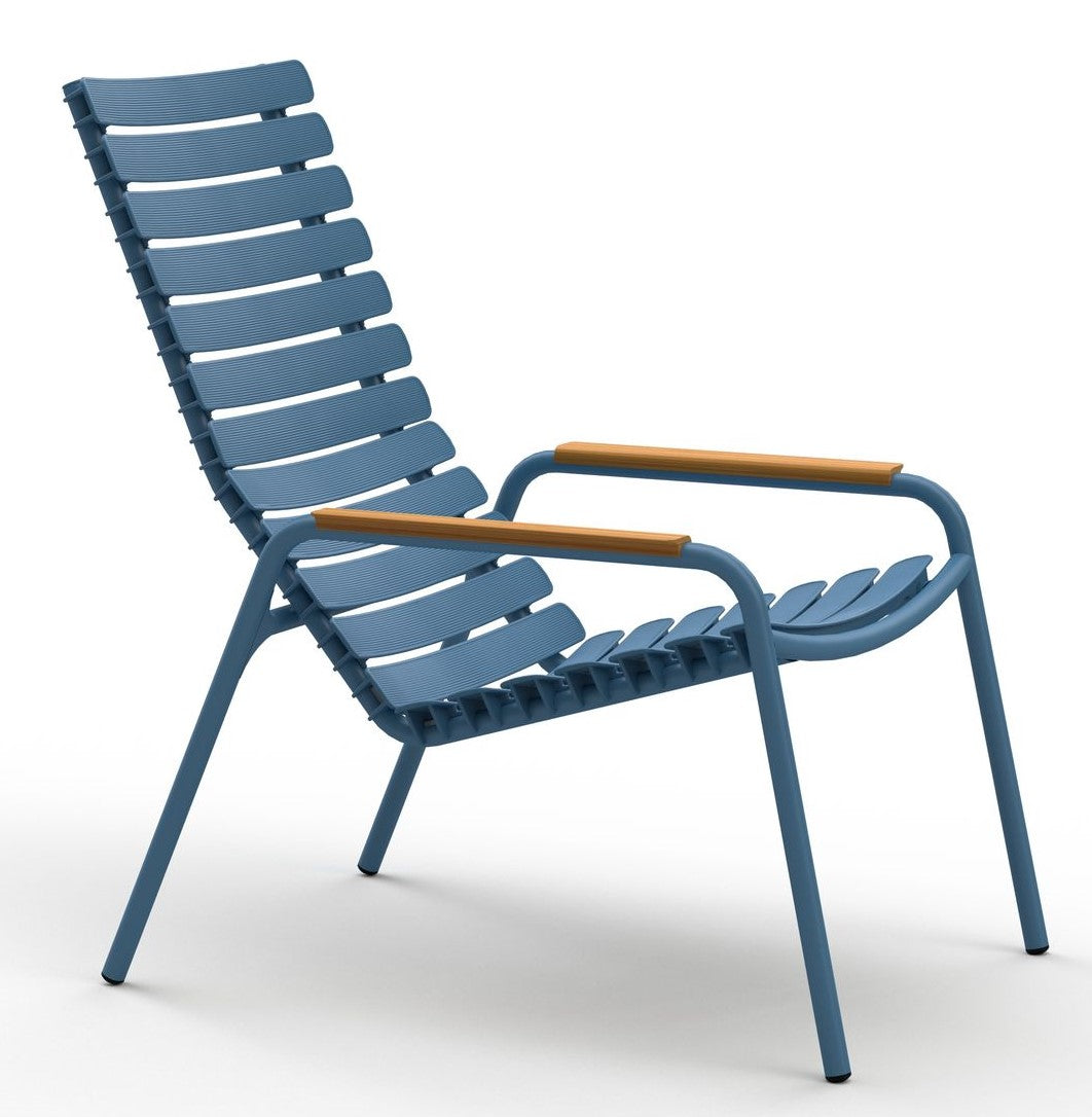 Reclips Lounge Chair med aluminiumlameller, bambuarm, blå