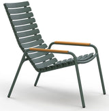 Reclips Lounge Chair with Aluminium Slats, Bamboo Arm, Green