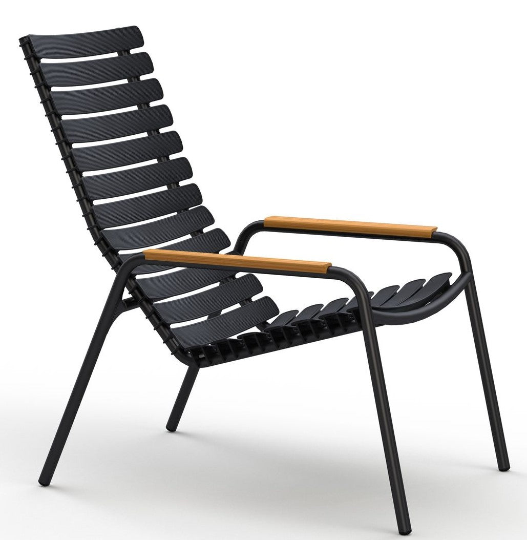 Reclips Lounge Chair med aluminiumlameller, bambuarm, svart