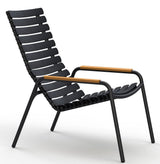 Reclips Lounge Chair med aluminiumlameller, bambuarm, svart