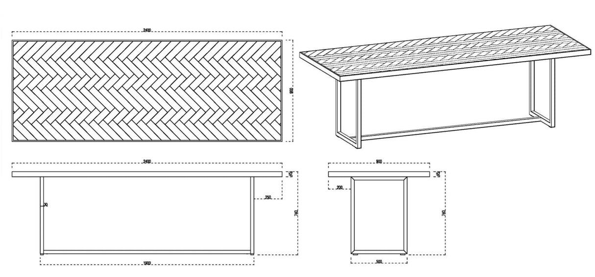 House Doctor Edge Dining Tabell 240x90 Mango Wood/Metal