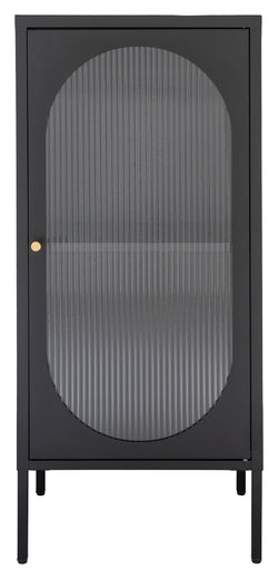 Adelaide vitrinskab svart w. Ribbed Glass Door, 35x50x110