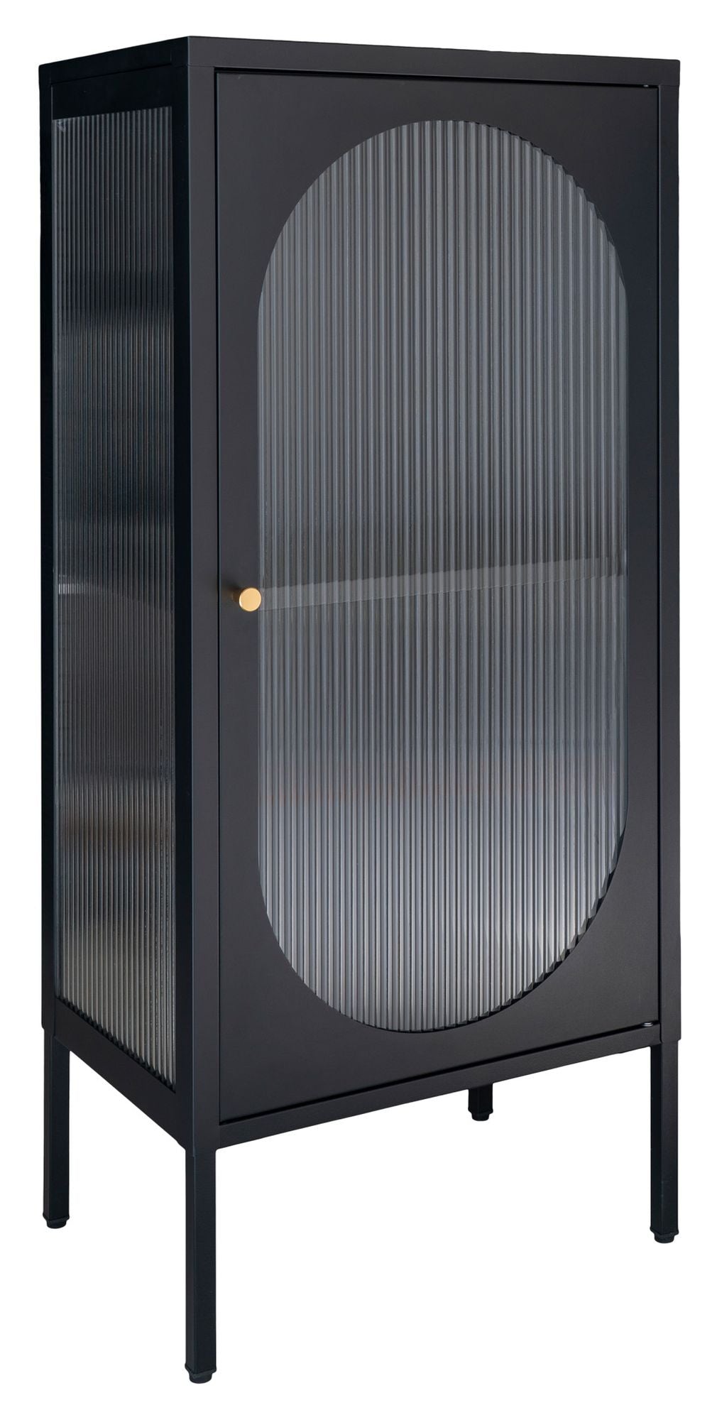 Adelaide vitrinskab svart w. Ribbed Glass Door, 35x50x110