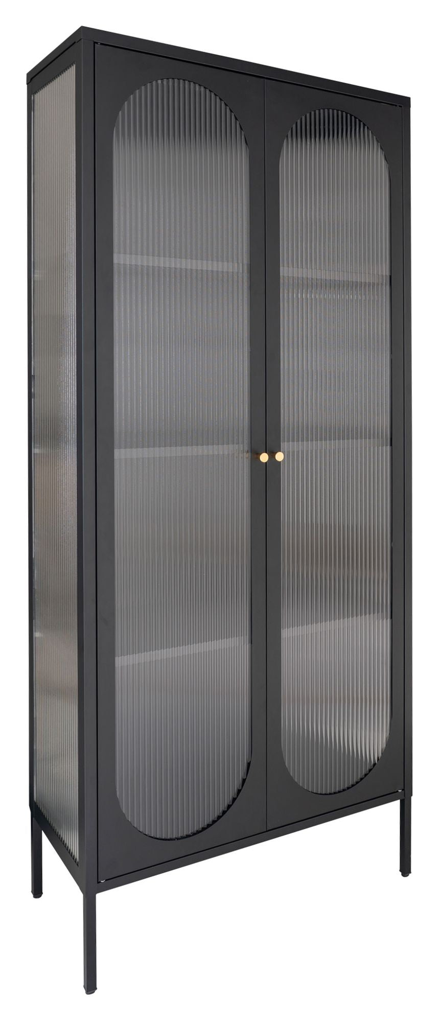 Adelaide vitrinskab svart w. Ribbed Glass Door, 35x80x180