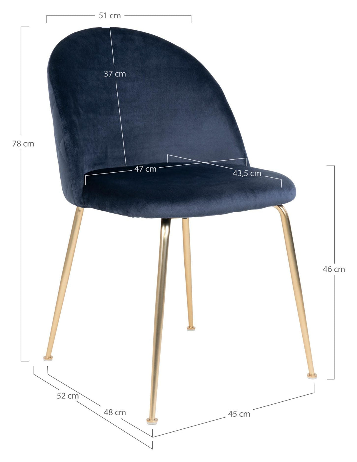 Geneve Dining Chair, Blue Velvet