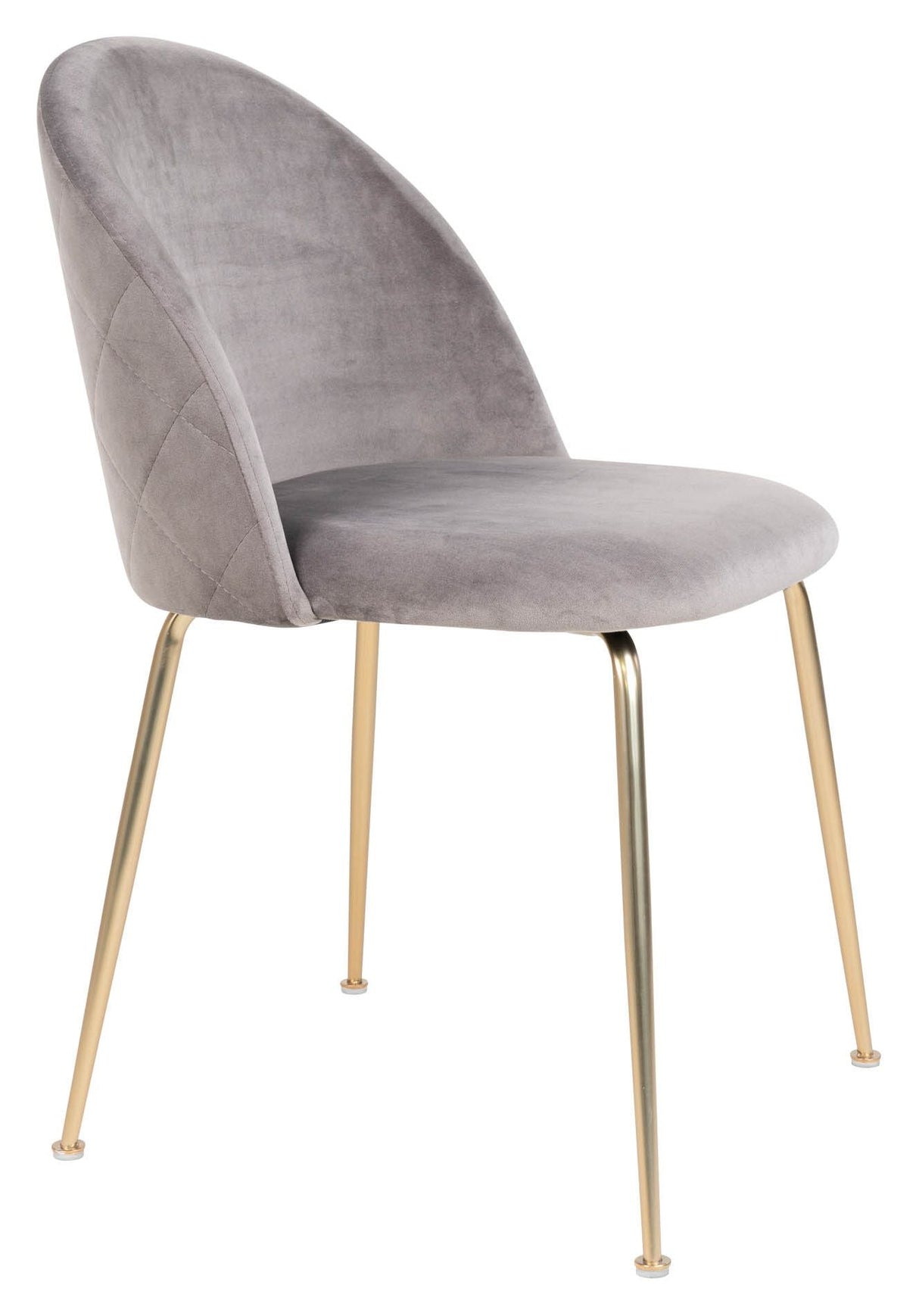 Geneve Dining Chair, Grey Velvet, Brass Look