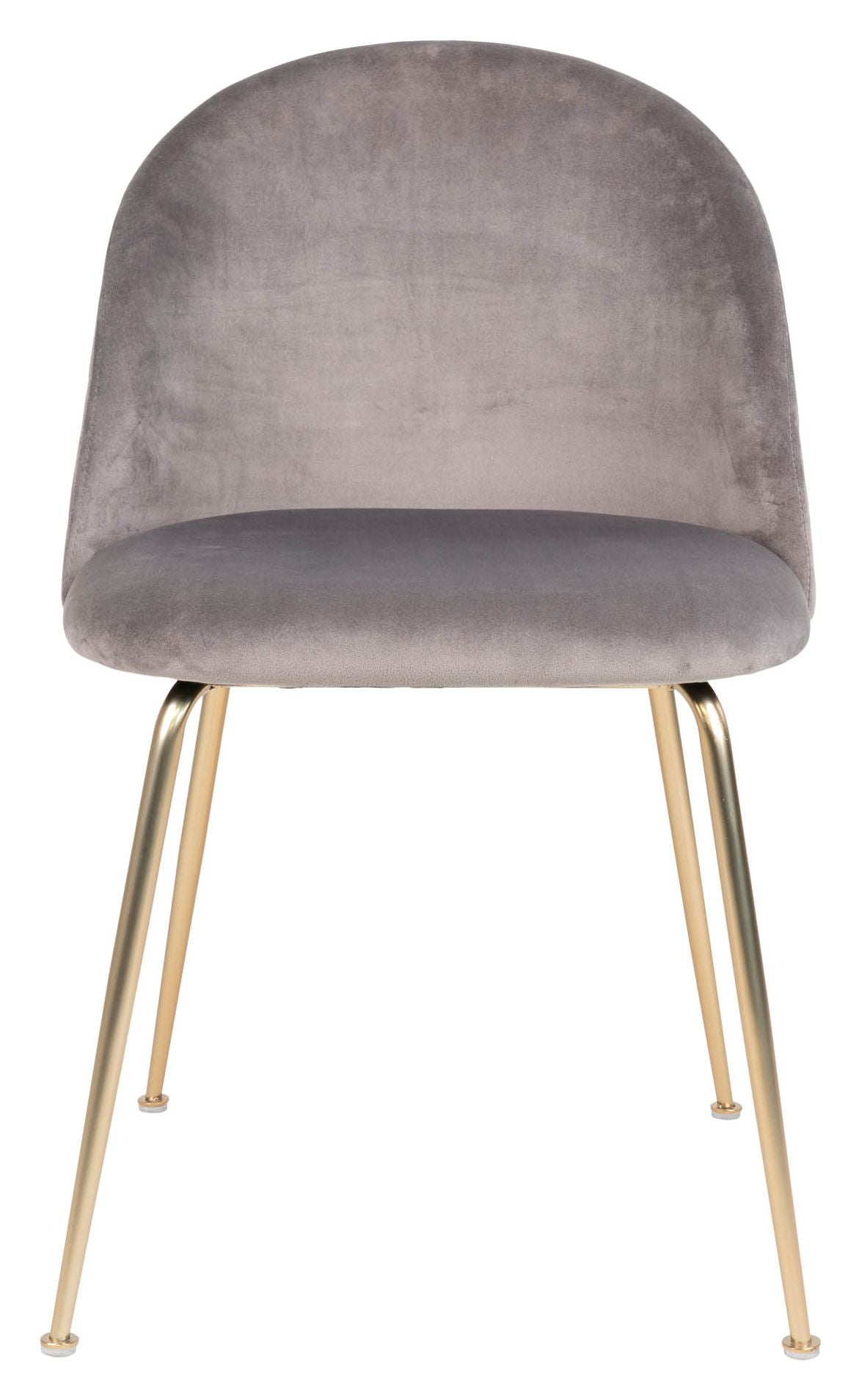 Geneve Dining Chair, Grey Velvet, Brass Look