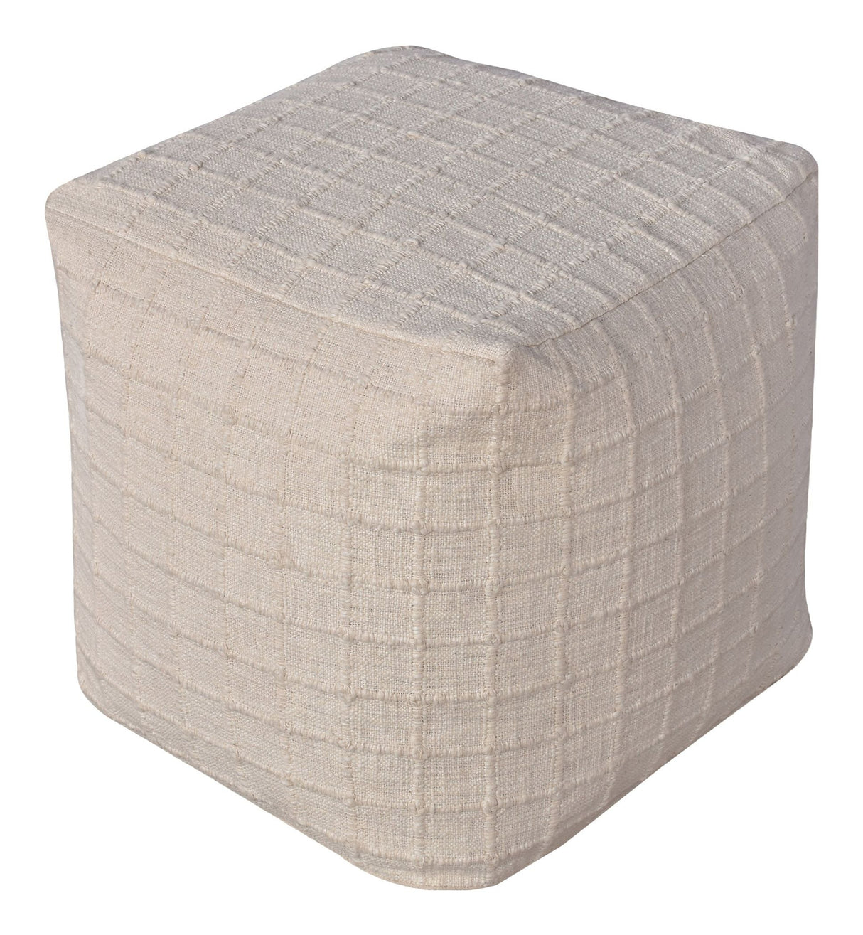 Guna Pouf, handvävd, off-white, 40x40