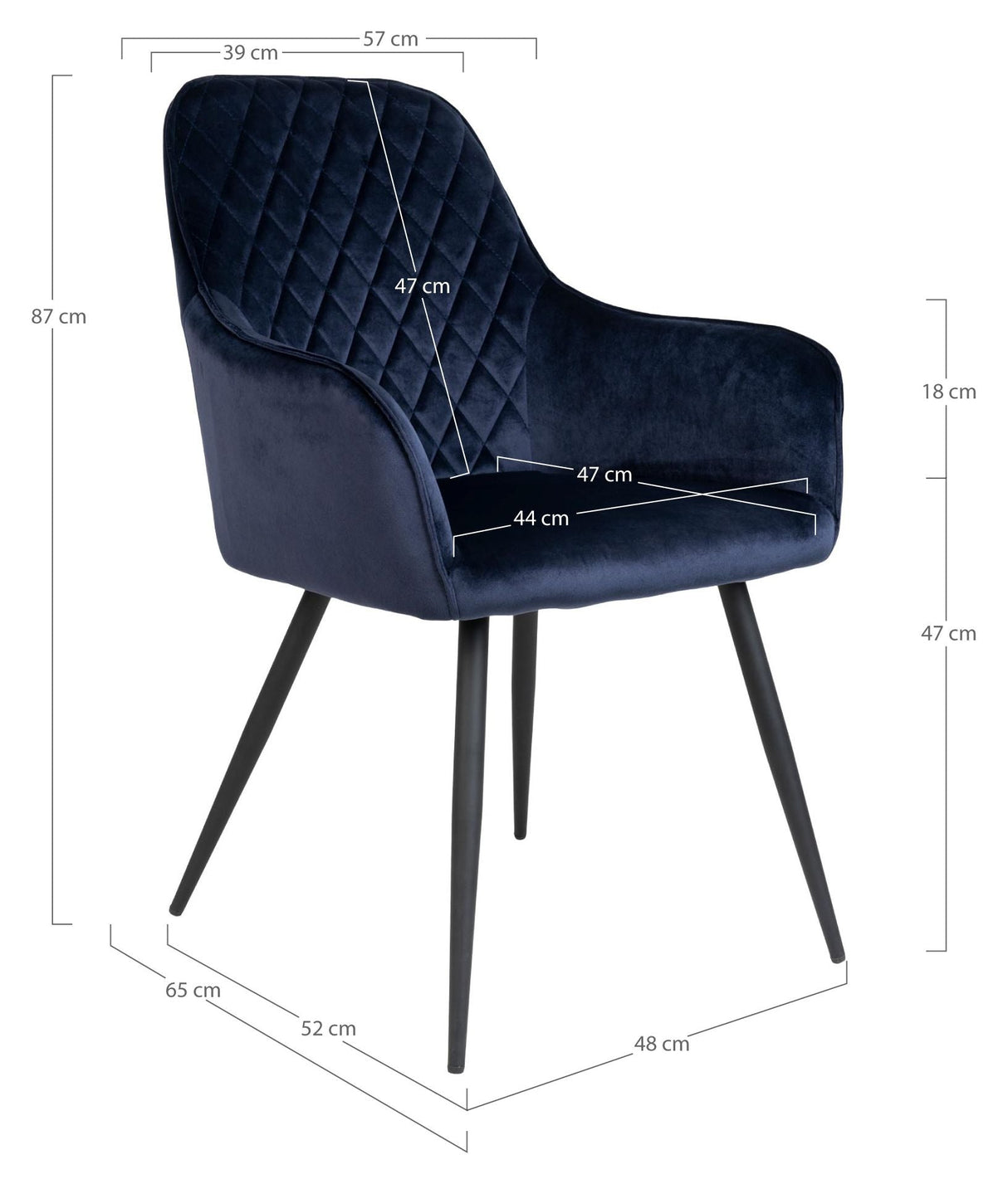 Harbo Dining Chair, Blue Velvet