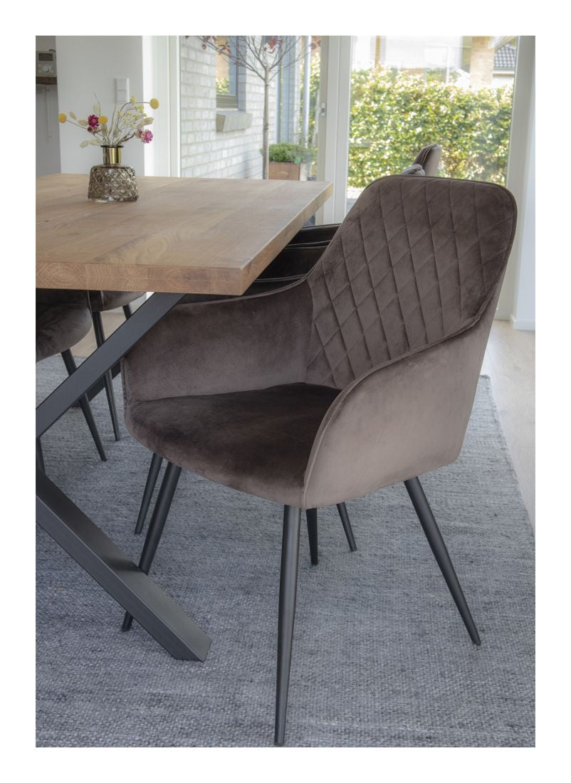 Harbo Dining Chair, Mushroom Velor