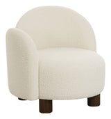 Honolulu Lounge Chair, Bouclé, Right-Facing, Round, White