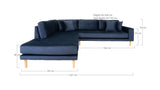 Lido Corner Soffa Left-Facing Open End, Blue Velvet