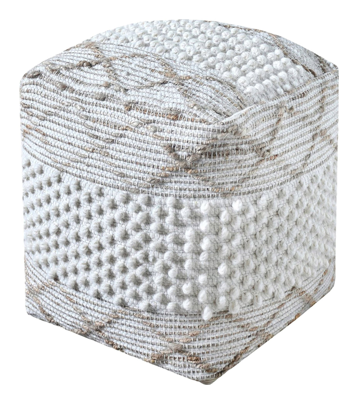 Puri Pouf, handvävd, av vit, 40x40