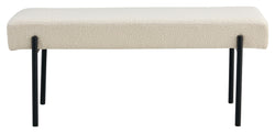 Swindon Bench 100x36x42.5, Bouclé, White w. svarta ben