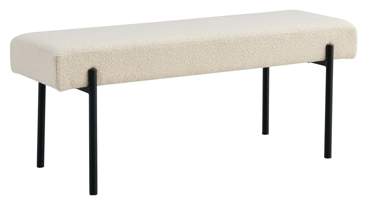 Swindon Bench 100x36x42.5, Bouclé, White w. svarta ben