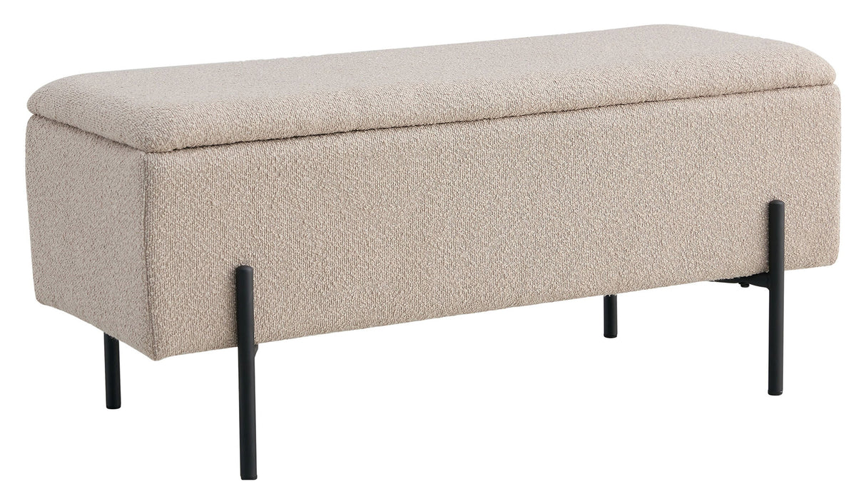 Watford Bench With Storage, Beige Bouclé, 95x36,5x46