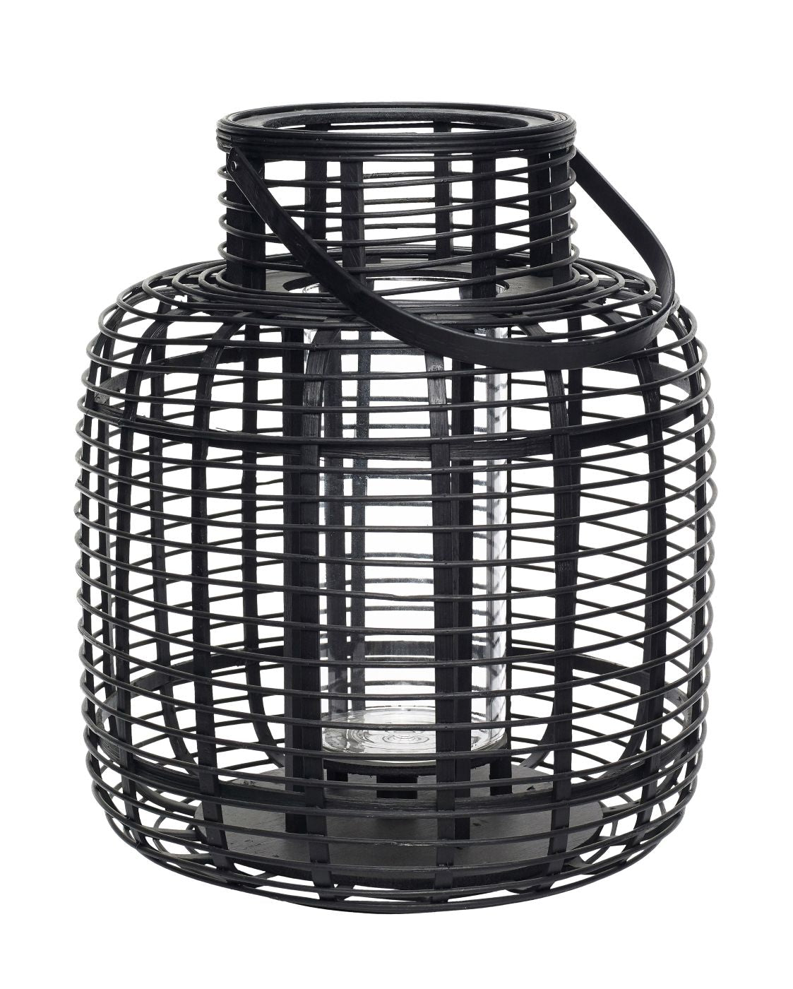 Hübsch Reservoir Lantern Set, Black Bamboo