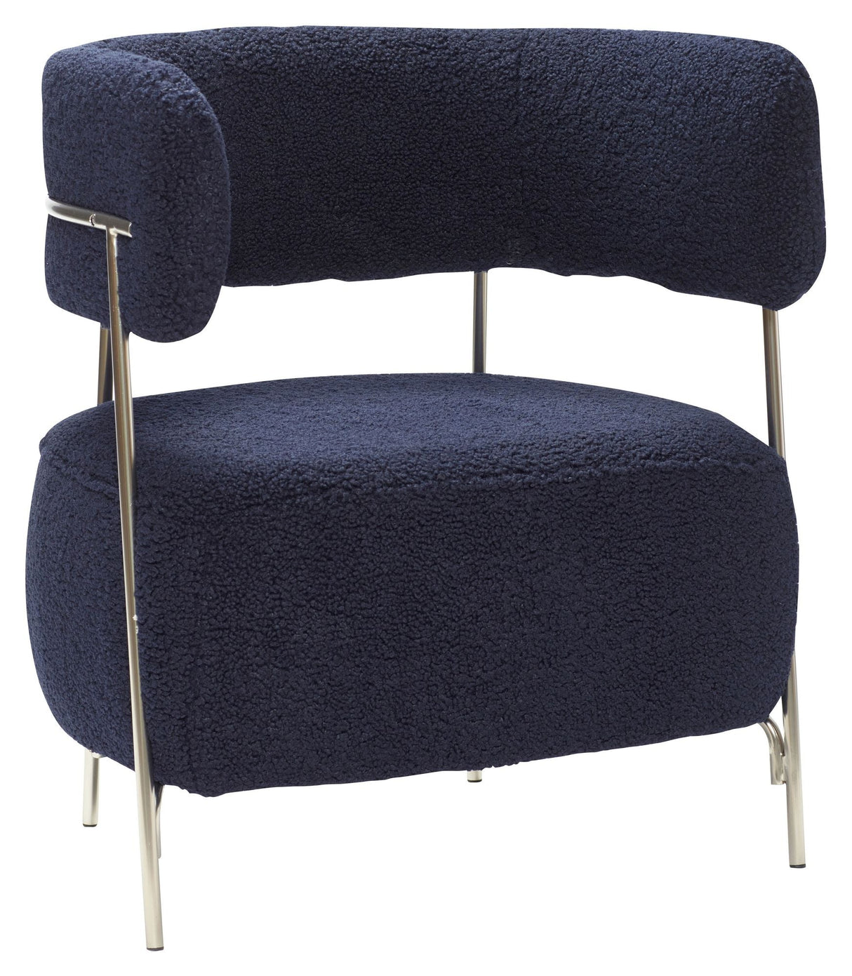 Hübsch Teddy Lounge Chair, Blue/Nickel