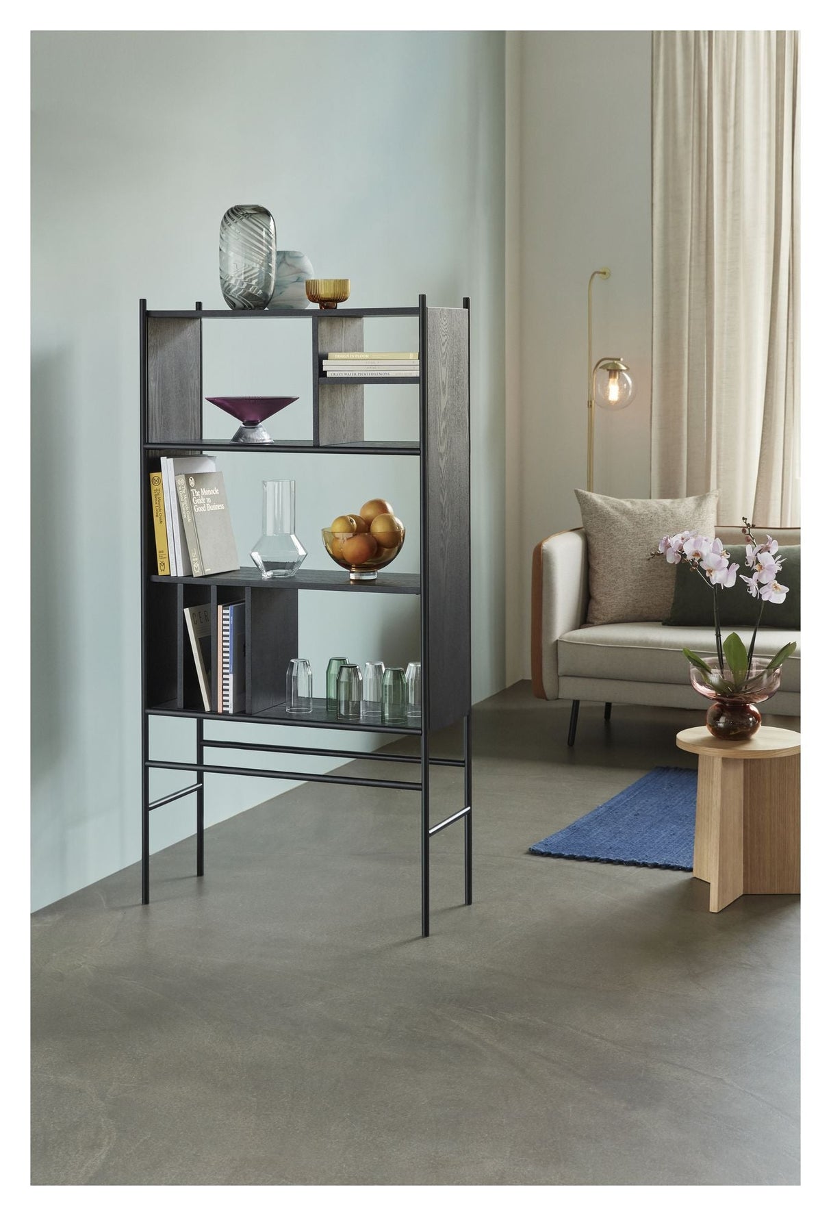 HübSch Divide Shelf w/hyllor, aska/metall, svart, H: 160