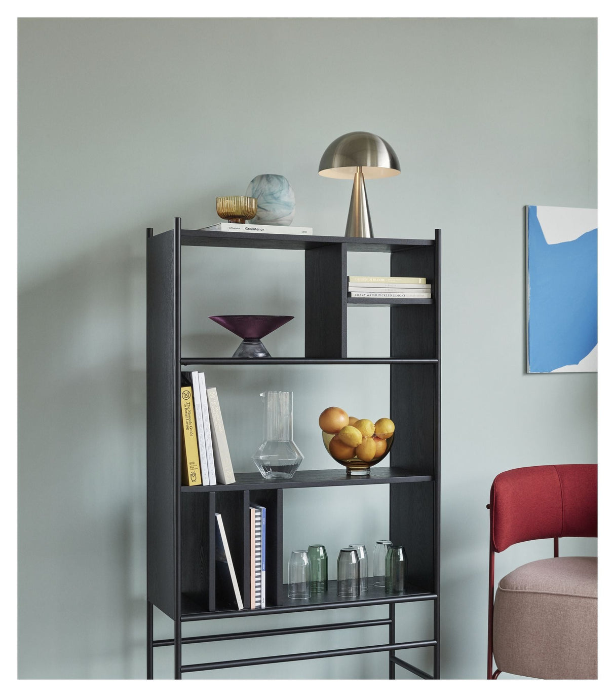 HübSch Divide Shelf w/hyllor, aska/metall, svart, H: 160