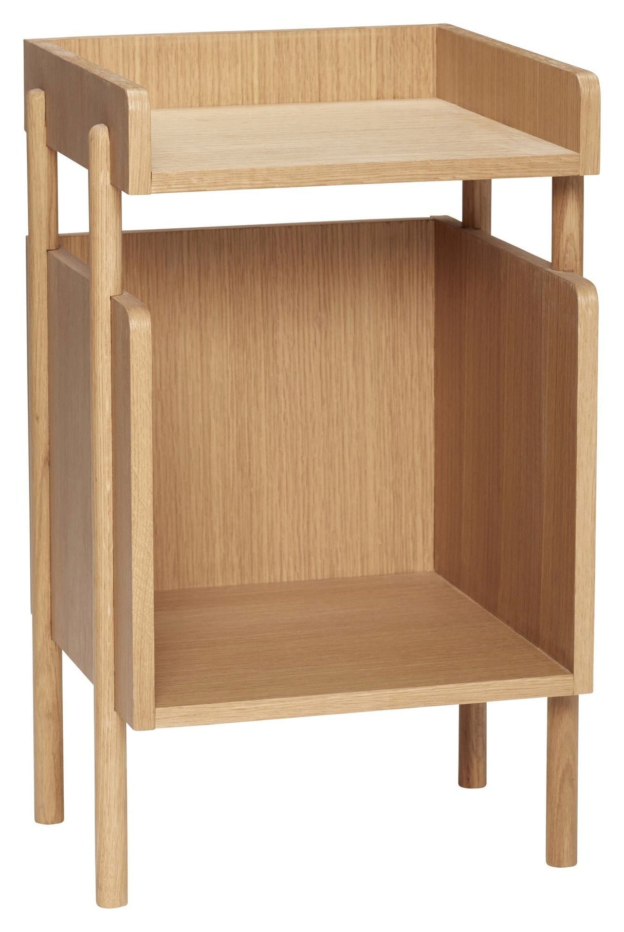 Hübsch Archive Bedside Table With Shelf, Oak Veneer