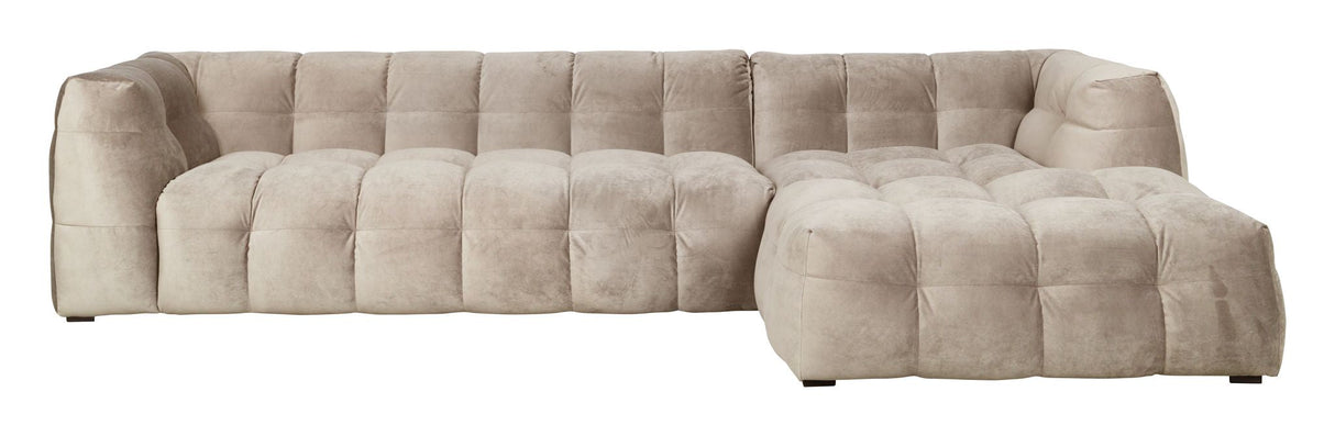 Hudson 3-Pers. Soffa med schäslong, höger - beige velor