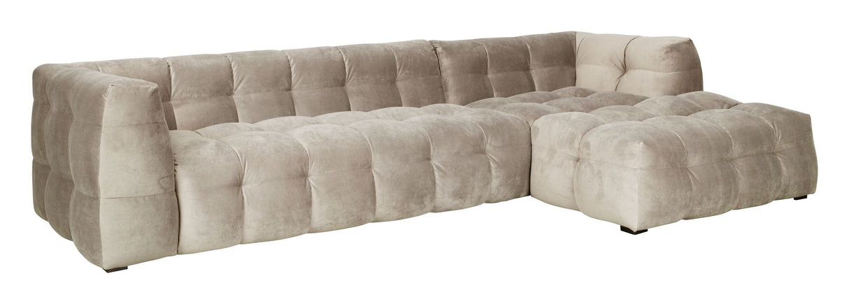 Hudson 3-Pers. Soffa med schäslong, höger - beige velor