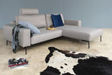 Bragi Sofa Bed with Chaise, Flashtex, Light Grey