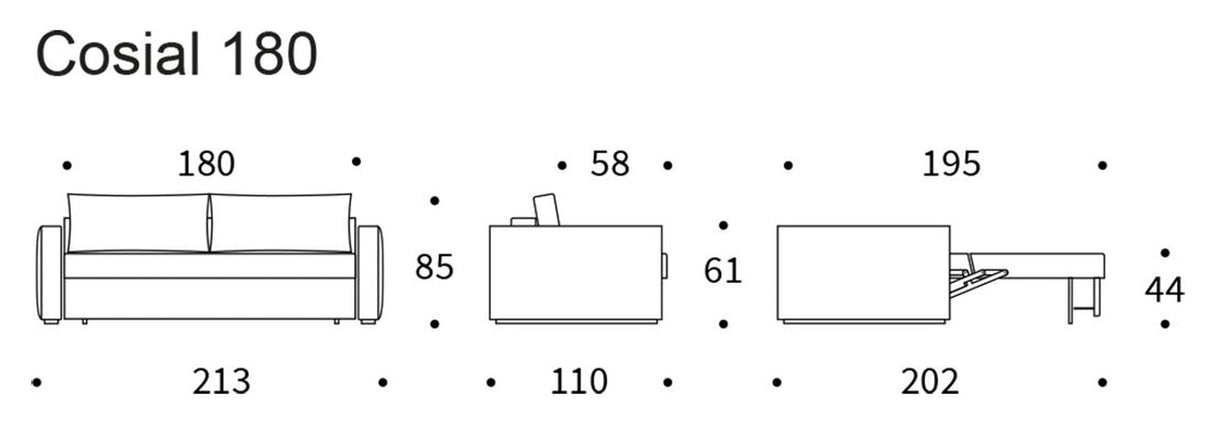 COSIAL 180 SOFA BED, Phobos/Latte