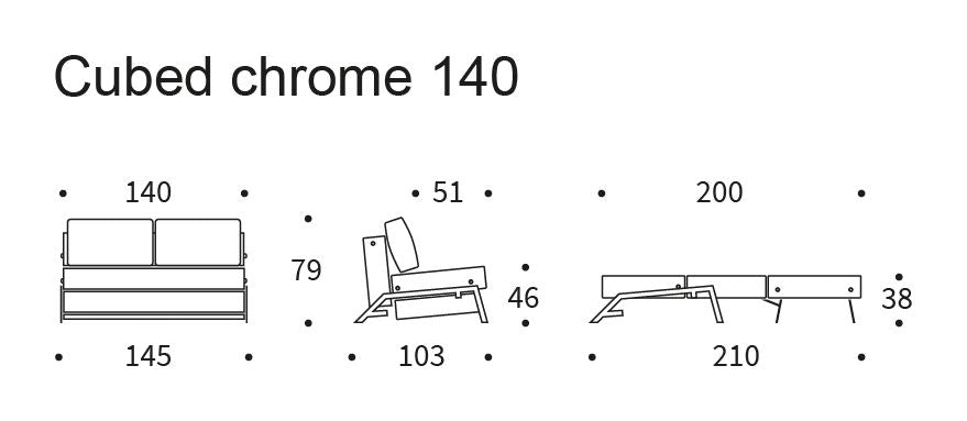 Cubed 140 Chrome Soffa Bed, Argus/Rust