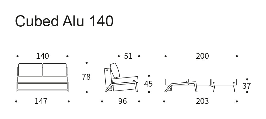 Cubed 140 bäddsoffa, blandad dans/blå