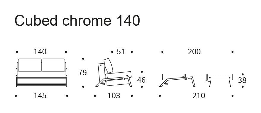 Cubed 140 bäddsoffa med kromben, vridning/granit