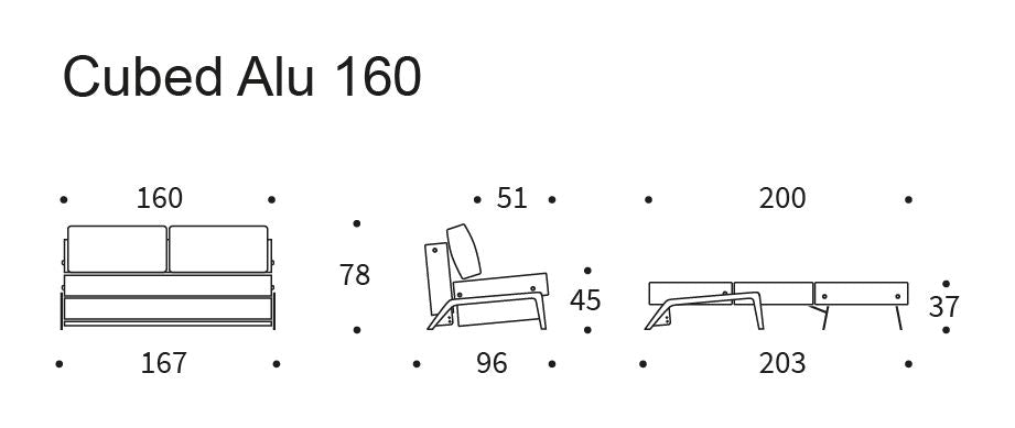 Cubed 160 Alu Sofa Bed, Argus/Rust